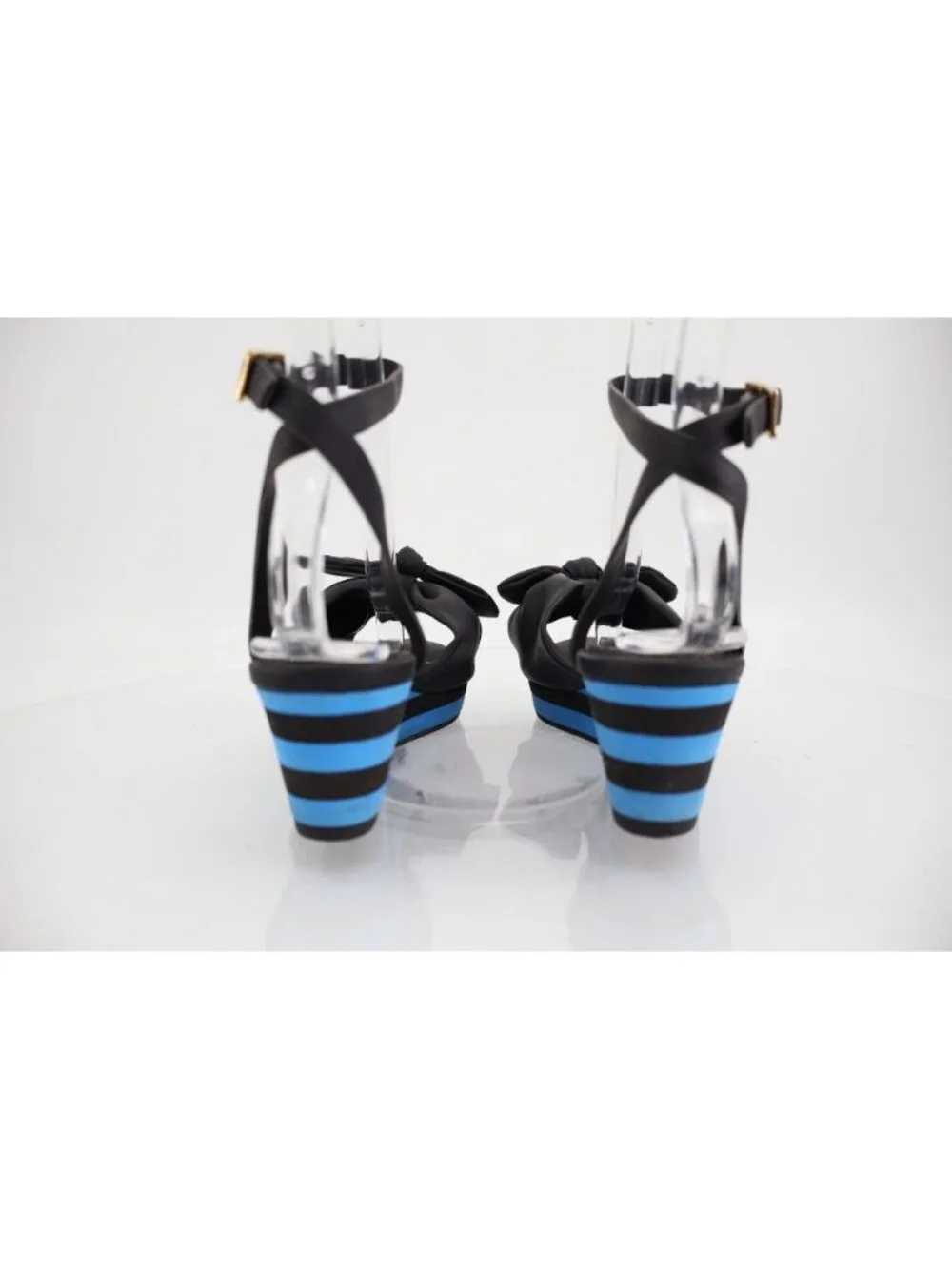 Charlotte Olympia Alexa Wedge Women's 5.5 Black Bow Rubber Sole Sandals